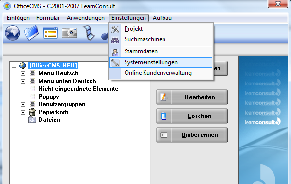Systemeinstellungen