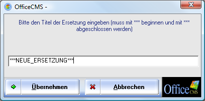 Titel der Ersetzung